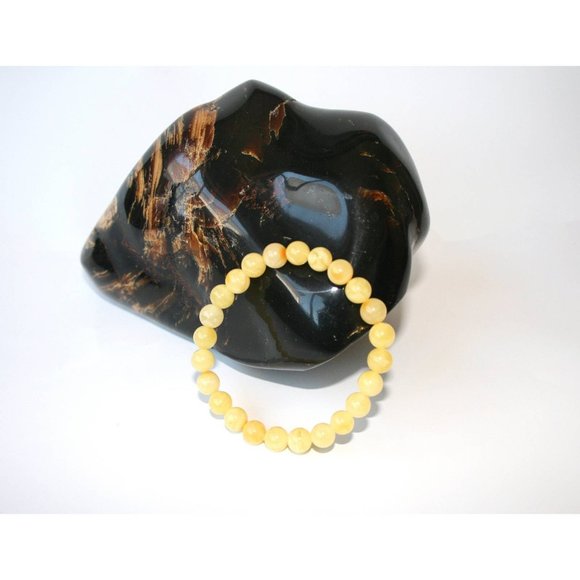 Real Royal White BALTIC Amber Bracelet, Egg Yolk Amber, 100% NATURAL Amber 8-9mm - Picture 8 of 8